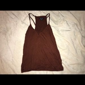 American Eagle Burgundy Illusion wrap around top